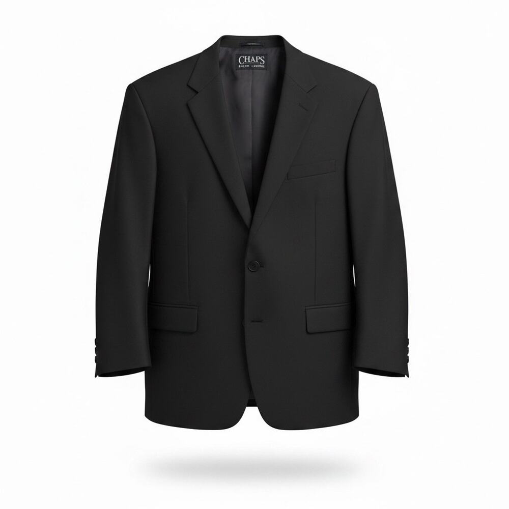 Vintage Chaps Ralph Lauren Black 100% Wool Blazer Suit Jacket 42R (EU 52R)